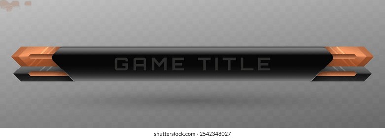 Título do jogo Baixo Terceiro Banner em Preto Metálico e Tema de Cor de Cobre para Futuristic Game UI Designs