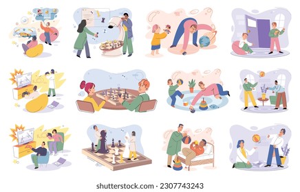 Game together. Family fun. Friendship time. Vector illustration. Family game nights cherished tradition that strengthens bond among loved ones Engaging in board game with others perfect way to connect