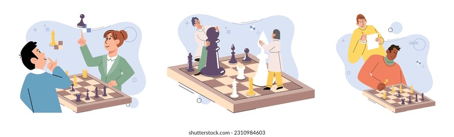 Game together. Family fun. Friendship time. Vector illustration. Happy fun activities like playing games strengthen bond among friends and family Engaging in board game brings people closer and