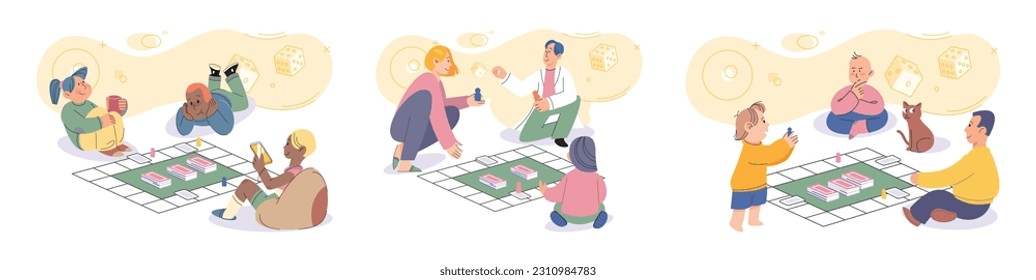 Game together. Family fun. Friendship time. Vector illustration. The friendship forged through shared gaming experiences truly special We had happy fun activity playing games and creating We had happy