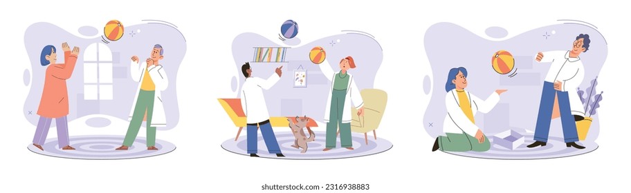 Game together. Family fun. Friendship time. Vector illustration. The spirit of friendship shines bright when playing games together Happy fun activities like playing games strengthen bond among