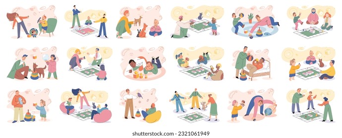 Game together. Family fun. Friendship time. Vector illustration. Lets gather our friends and have game night full of laughter and enjoyment Family time becomes even more special when we engage in