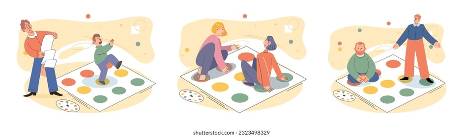 Game together. Family fun. Friendship time. Vector illustration. Board games offer endless possibilities for people of all ages to come together and enjoy The laughter and excitement during game night