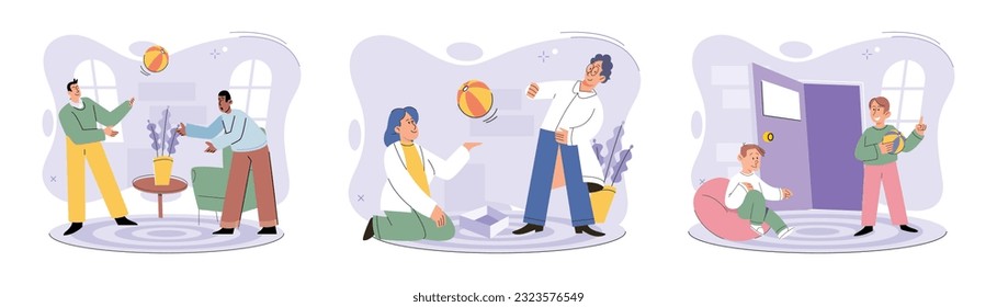 Game together. Family fun. Friendship time. Vector illustration. The friendship forged through shared gaming experiences truly special We had happy fun activity playing games and creating We had happy