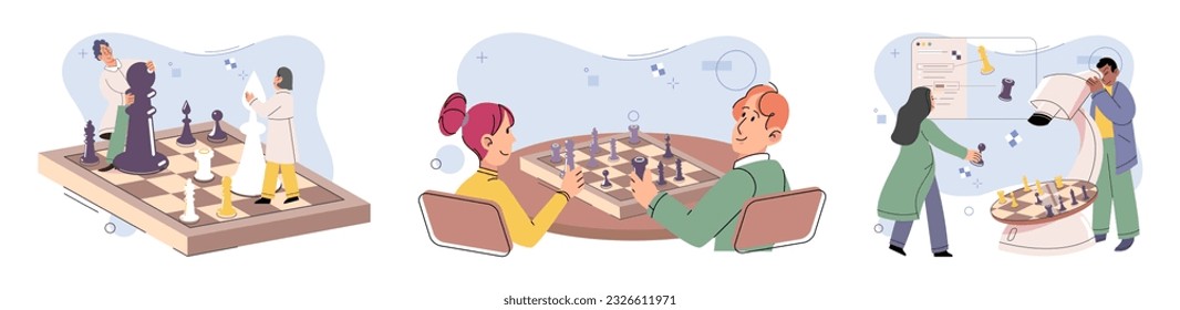 Game together. Family fun. Friendship time. Vector illustration. Playing games together great way to bond as family and have fun The characters in game came alive with each players unique strategies