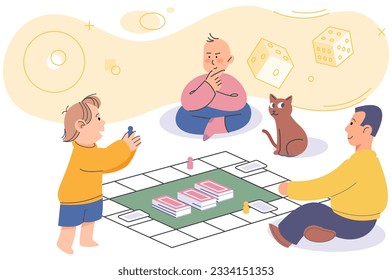 Game together. Family fun. Friendship time. Vector illustration. Family time spent playing games investment in lifelong bonds Board games offer break from technology and encourage face-to-face