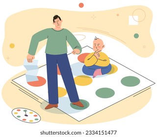 Game together. Family fun. Friendship time. Vector illustration. Board games offer break from technology and encourage face-to-face interaction Playing games with friends strengthens bond and creates