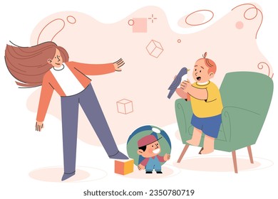 Game together. Family fun. Friendship time. Vector illustration. Engaging in game with others brings out sense of community and togetherness People playing games together create positive and uplifting