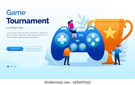 Game tournament landing page website illustration flat vector template 