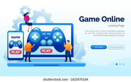 Game tournament landing page website illustration flat vector template 