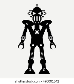 game toy robot vector icon, flat design style