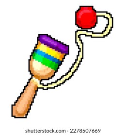 game toy wooden game pixel art retro vector. bit cash game toy wooden video arcade. old vintage illustration