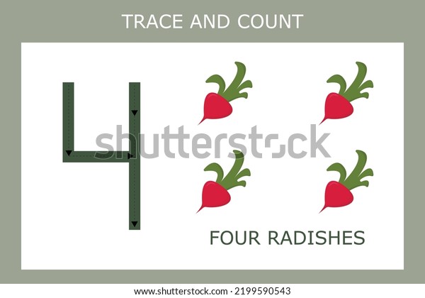 Game Tracing Outlines Number Four Radish Stock Vector (Royalty Free ...