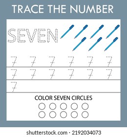 Game Tracing Outlines Number Seven Blue Stock Vector (Royalty Free ...