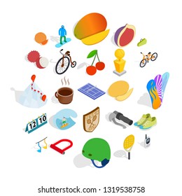 Game training icons set. Isometric set of 25 game training vector icons for web isolated on white background