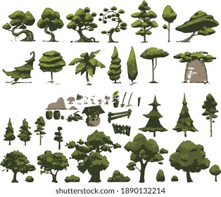 game trees vector art eps