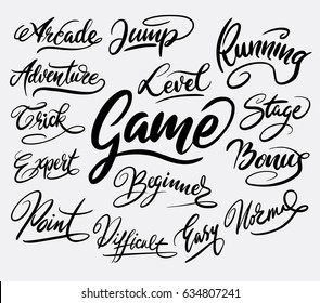 Game trick hand written typography. Good use for logotype, symbol, cover label, product, brand, poster title or any graphic design you want. Easy to use or change color 
