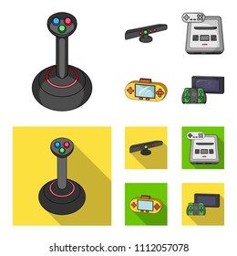Game and TV set-top box cartoon,flat icons in set collection for design.Game Gadgets vector symbol stock web illustration.