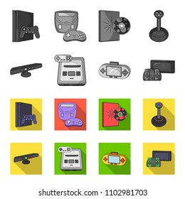 Game and TV set-top box monochrome,flat icons in set collection for design.Game Gadgets vector symbol stock web illustration.