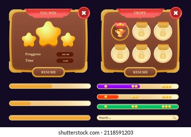 Game UI asset collection colorful, elegant, pink and green