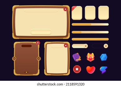 Game UI asset collection colorful, elegant, pink and green