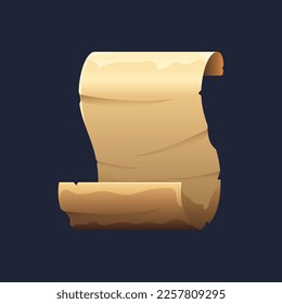 Game UI asset. Gaming user interface paper scroll icon. vector illustration