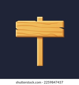 Elemento de interfaz de usuario de juego. Icono de signo de madera de la interfaz de usuario de juegos. ilustración vectorial