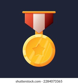 Game UI asset. Gaming user interface medal icon. vector illustration