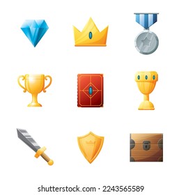 Juego de activos de la interfaz de usuario. Colección de iconos de la interfaz de usuario de juegos. ilustración vectorial.