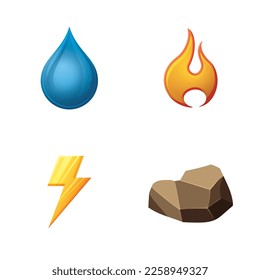 Game UI assets set. Gaming user interface nature elements icons collection. vector illustration