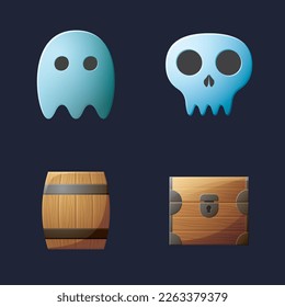 Game UI assets set. Gaming user interface icons collection. vector illustration