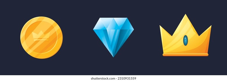 Game UI assets set. Gaming user interface icons collection. vector illustration.