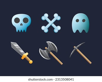 Game UI assets set. Gaming user interface icons collection. vector illustration.