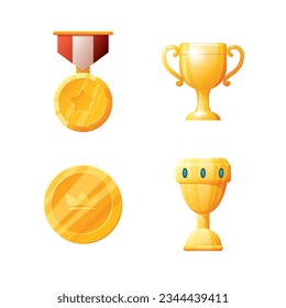 Benutzeroberflächen-Objekte des Spiels eingestellt. Sammlung von Symbolen für die Benutzeroberfläche von Gaming. Vektorgrafik.