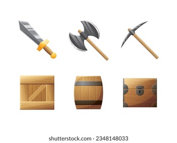 Game UI assets set. Gaming user interface icons collection. vector illustration.