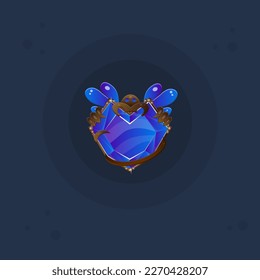Spiel UI Badge Award Spiel Braun Blue Heart Creation Wings Mystery Casual Vektordesign