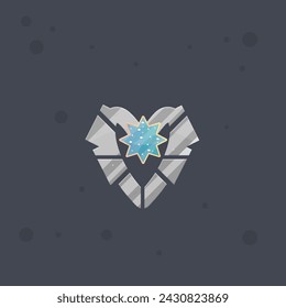 Game UI Badge Sci Fi Futuristic Heart Eight Pointed Blue Star Vector Design