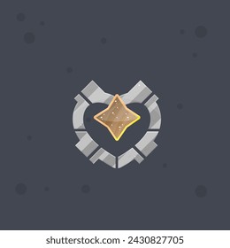 Game UI Badge Sci Fi Futuristic Heart Four Pointed Brown Star Vector Design
