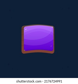 Game UI  Blue Arc Square Button On Wooden Board Banner Or Pop Up Window  Fresh Glass Vector Design