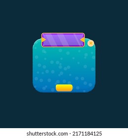 Game UI Blue Turquoise Marine Sea Bubbles  Abstract Cute Cartoon Colorful Bright Pop Up Window Purple Gem Header Vector Design