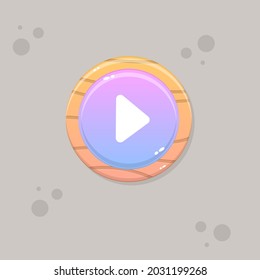 Game UI Button  Beige Orange Blue Purple Play Wooden Natural  Cartoon Vector Design
