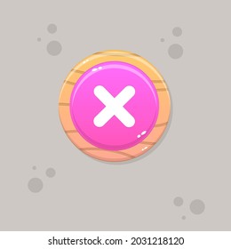 Botón de interfaz de usuario de juego Diseño del vector de dibujos animados natural de madera de color rosado rosado rosado