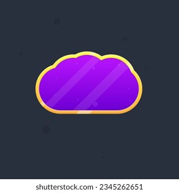 Juego Botón Ui Borde Dorado Metal Forma de Nube Púrpura Cuto Colorido Diseño del Vector de dibujos animados