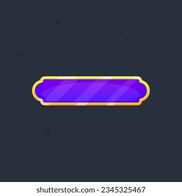 Game UI Button Golden Border Metal violett rechteckige, abgerundete Seiten Form schmale, farbige Cartoon Vectordesign