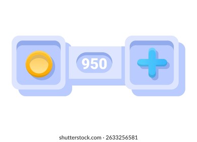 Botão IU do jogo. Aplicativo móvel ou elemento de interface de jogo. Desenho animado de design colorido. Adesivo ou rótulo para a interface do usuário