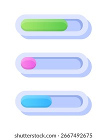 Game UI button. Mobile application or game interface element. Cartoon colorful design. Sticker or label for user interface