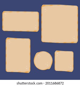 Game UI Buttons Set Brown Orange  Style Stroke Borders Sweet Soft Cute Colorful Cartoon Vector Design