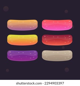 Game UI Buttons Set Of Different Colors Jelly Style Cute Colorful Cartoon Vector Design