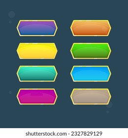 SpielUI-Buttons in verschiedenen Farben in golden Grenze Glamor Dunkelviolett-blauer Vektordesign