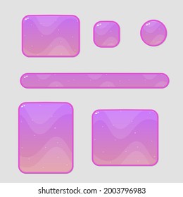 Game UI Buttons Set Pink Orange Space Theme Borders Sweet Soft Cute Colorful Cartoon Vector Design